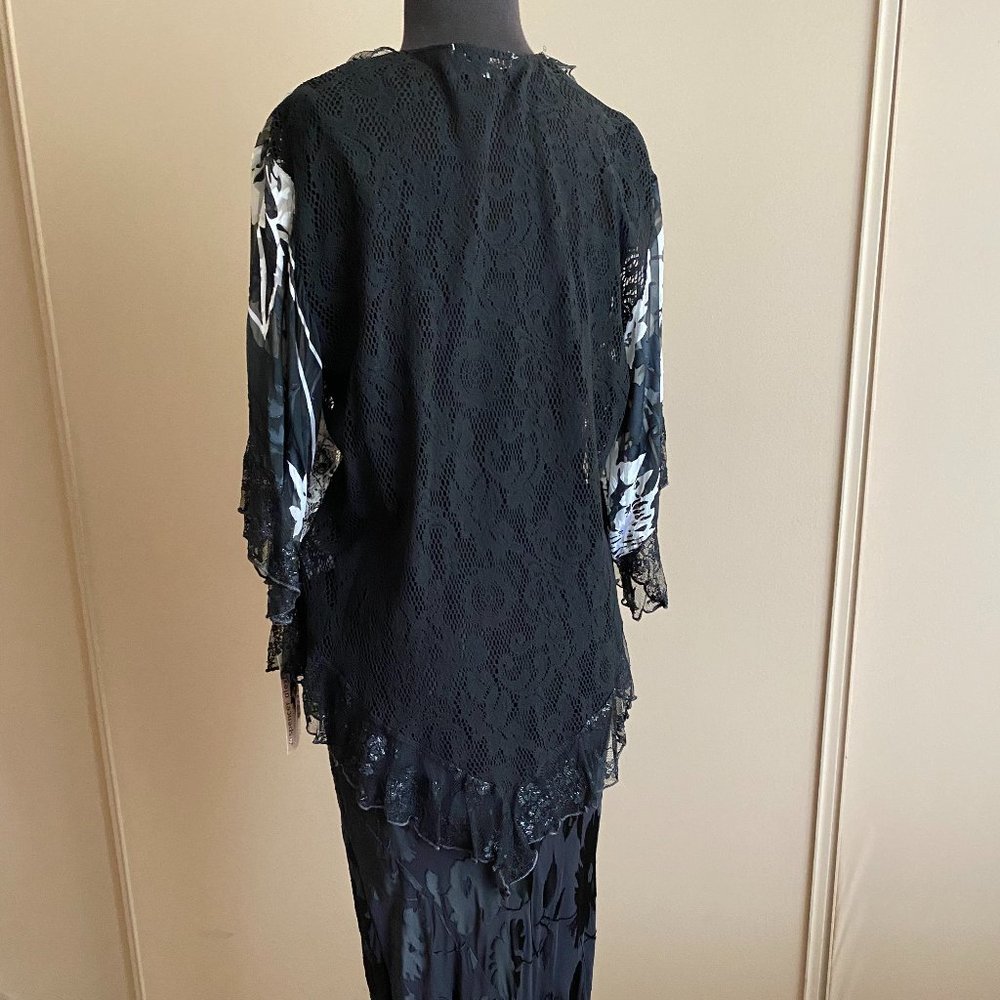 NWT LONG BLK SILK DRESS W/JACKET S - Picture 2 of 10